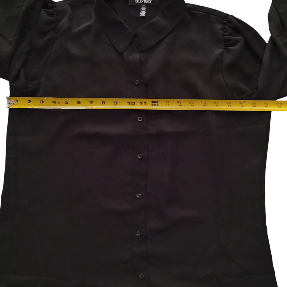 Ellen Tracy Elegant Black Button-Down Blouse Sz M - Picture 8 of 8